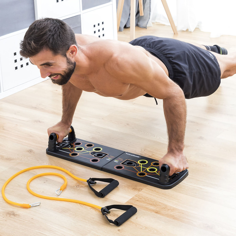 Fitness et Appareils de Musculation Planche de Pompes Push-Up avec Bandes de Résistance et Guide d'exercices Pulsher InnovaGoods