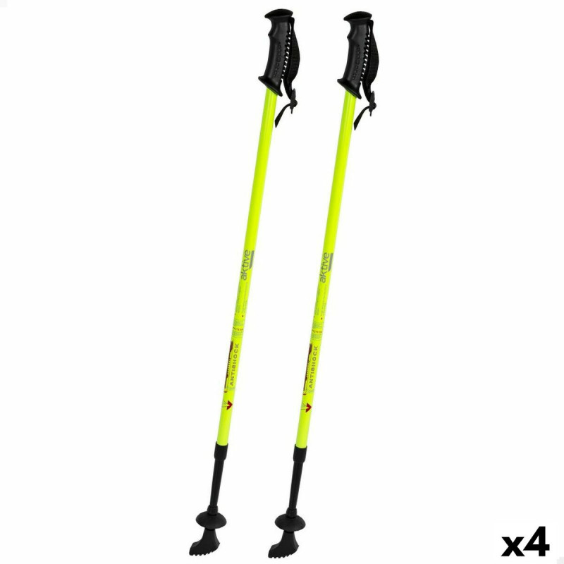 Accessori da campeggio e montagna Set di 2 bastoncini da trekking Aktive Giallo (4 Unità)