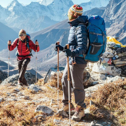 Accessoires de camping et de montagne Jeu de 2 bâtons de trekking Aktive Jaune (4 Unités)