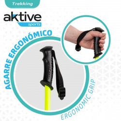 Accessori da campeggio e montagna Set di 2 bastoncini da trekking Aktive Giallo (4 Unità)