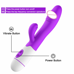 Massagegeräte Doppelt wiederaufladbarer Rabbit-Vibrator stimuliert G-Punkt und Klitoris