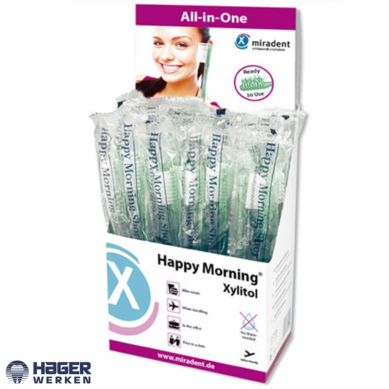 Mundhygiene | Aufheller Happy Morning Xylit 50 Einwegzahnbürsten